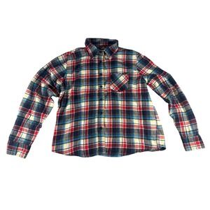Stanley Womens Plaid Flannel Button Down Shirt Blue Red Yellow Long Sleeve L